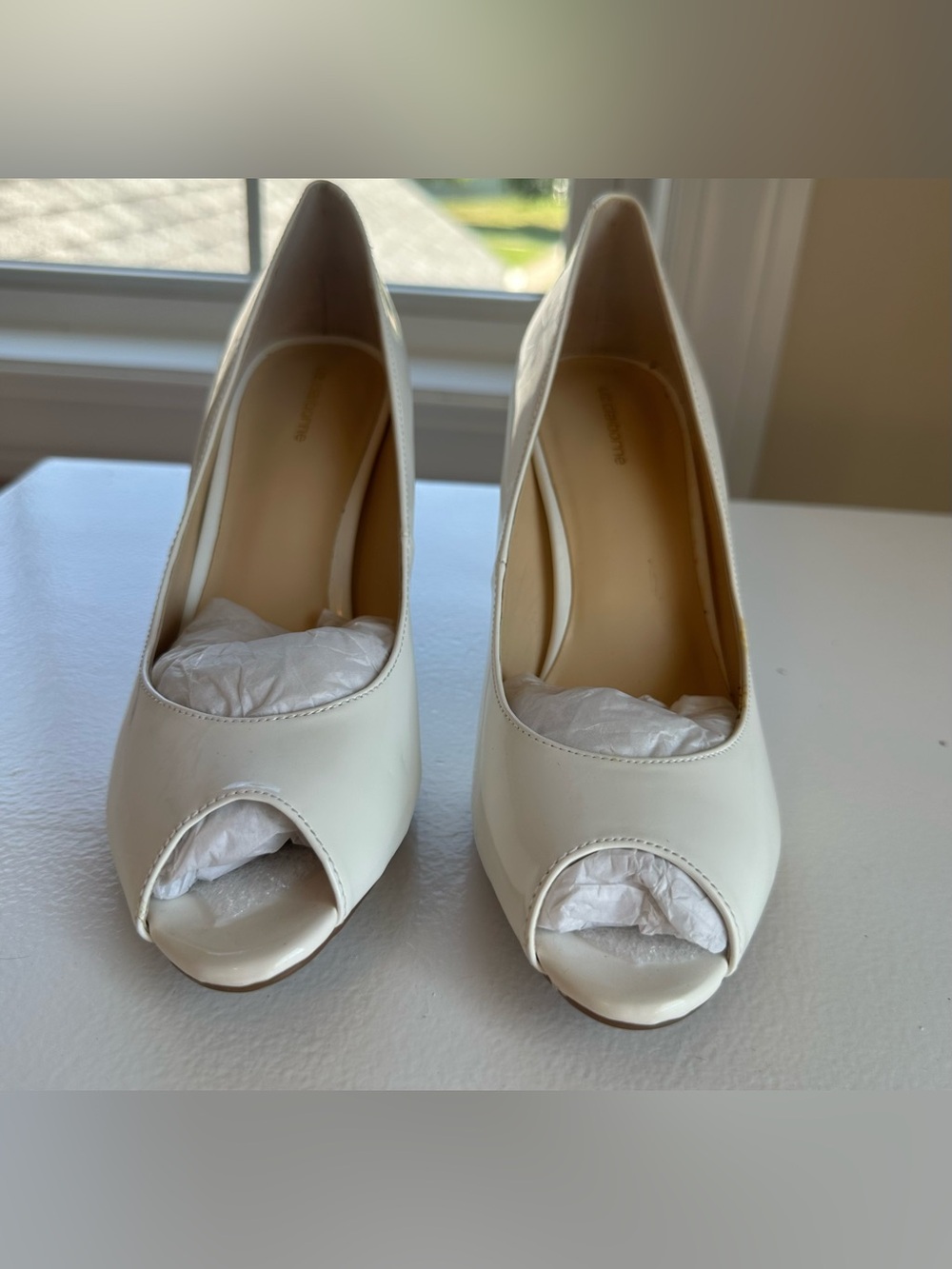 Liz Claiborne Ivory Peep-Toe Pumps